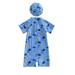 Sunisery Toddler Kids Boys Rash Guard Swimsuit Jumpsuit Long/Short Sleeve Print Summer Swimwear Beachwear Blue Short Sleeve 4-5 Years