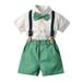 TUOBARR Set Clothes for Toddler Boy Infant Boy Clothes Gentleman Bow Tie Floral T-Shirt Tops+Suspender Shorts Outfits Boys Sweat Suits White 120