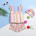 Baby Deals!Toddler Girl Clothes Clearance Swimsuit for Baby Girl Toddler Baby Girls Float Cute Sleeveless One-piece Swimwear+Swimming Cap Buoyancy Swimsuit Suit