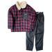 Nannette Infant Boys Red 2-Piece Plaid Snap Front Jacket & Pant Outfit Set 4T