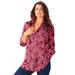 Plus Size Women's Long-Sleeve Kate Big Shirt by Roaman's in Burgundy Lavish Paisley (Size 38 W) Button Down Shirt Blouse