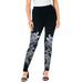 Plus Size Women's Placement-Print Legging by Roaman's in Black Flowery Paisley (Size 26/28)