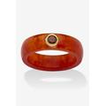 Women's .30 Tcw 10K Gold Garnet And Genuine Red Jade Yellow Gold Band Ring by PalmBeach Jewelry in Red (Size 10)