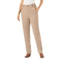 Plus Size Women's Corduroy Straight Leg Stretch Pant by Woman Within in New Khaki Garden Embroidery (Size 18 W)