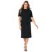 Plus Size Women's Peplum Stretch Crepe Dress by Jessica London in Black (Size 22 W)