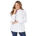 Plus Size Women's Stretch Cotton Poplin Neck Shirt by Jessica London in White (Size 20 W)