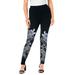 Plus Size Women's Placement-Print Legging by Roaman's in Black Flowery Paisley (Size 42/44)