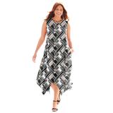 Plus Size Women's AnyWear Reversible Criss-Cross V-Neck Maxi Dress by Catherines in Chai Latte Geo (Size 1X)