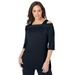 Plus Size Women's Cold Shoulder Top by The London Collection in Black (Size M)