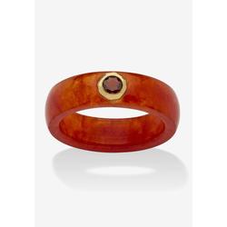 Women's .30 Tcw 10K Gold Garnet And Genuine Red Jade Yellow Gold Band Ring by PalmBeach Jewelry in Red (Size 7)