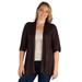 Elbow Length Sleeve Open Front Plus Size Cardigan