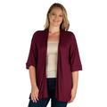 Elbow Length Sleeve Open Front Plus Size Cardigan