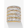 Women's 6.26 Tcw Baguette And Round Cubic Zirconia Gold-Plated Channel Ring by PalmBeach Jewelry in Gold (Size 9)