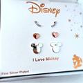 Disney Jewelry | Disney’s I Love Mickey 3 Pairs Stud Fine Silver Plated Earrings Set | Color: Gold/Silver | Size: Os