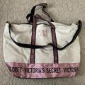 Victoria's Secret Bags | Huge Victoria Secret Tote Bag. Included Cross Body Strap. | Color: Cream/Pink | Size: Os