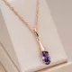 Kinel-Collier avec Pendentif en Or Rose 585 pour Femme Long Violet Naturel Goutte d'Eau Bijoux