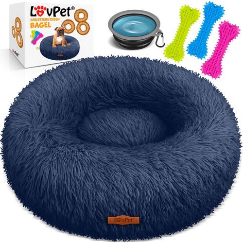 Hundebett Hundekissen Katzenbett Bagel Waschbar Inkl. Napf + 3x Kauknochen Hundesofa flauschig