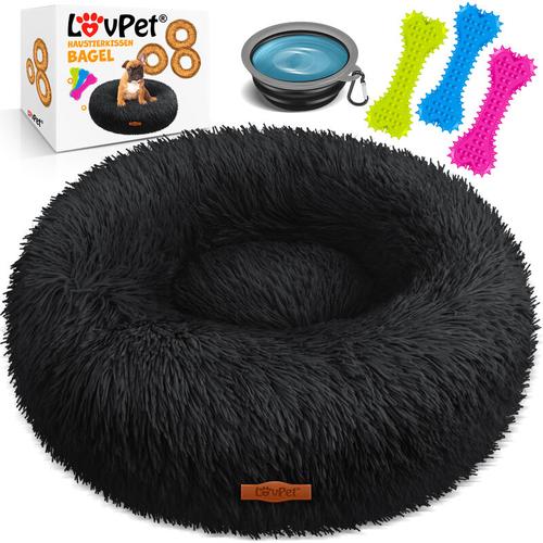 Hundebett Hundekissen Katzenbett Bagel Waschbar Inkl. Napf + 3x Kauknochen Hundesofa flauschig