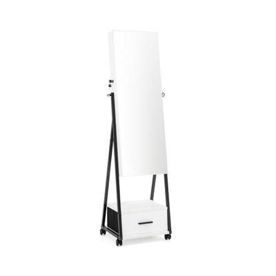 Costway Jewelry Cabinet with Full Length Mirror-White