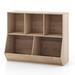 Costway 5-Cube Wooden Kids Toy Storage Organizer with Anti-Tipping Kits-Natural