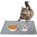 Silicone Cat Dog Food Mat Waterproof Pet Feeding Mat with Lips 18.5 x 11.8 Non-Slip Dog Bowls Mat for Food and Water Pet Placemat for Small Medium Pets Washable Grey Dog Food Mat F89191