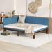 Upholstered Daybed, Sofa Bed Frame Full Size Linen, Blue