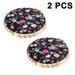 2 Pieces Portable Compact Mirror Two-sided Cosmetic Mirror Retro Small Cosmetic Mirror Two-sided Folding Make-up Mirror Black F77090