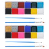 2 Sets Party Face Painting Kit 12 Color Face Makeup Body Paint Professional Pigment Saturated Makeup Palette Art Theater