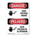 OSHA Danger Sign - High Voltage Inside Bilingual | Decal | Protect Your Business Construction Site Warehouse & Shop Area | Made in The USA