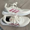 Adidas Shoes | Adidas Qt Racer Sport Womens Running Shoes Chalk White Cherry Metallic Size 8 | Color: Pink/White | Size: 8