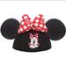 Disney Accessories | Disney Minnie Mouse Ear Hat Big Bow Glitter Red White Black Embroidered New Nwt | Color: Black/Red/White | Size: Os