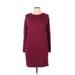 Fraiche by J Casual Dress - Shift: Burgundy Solid Dresses - New - Women's Size Large