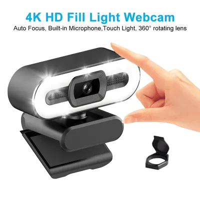 Webcam portable 4K pour ordinateur portable caméra Web flexible Full HD diffusion en direct