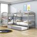 Greth Twin over Twin L-Shaped Wood Bunk Bed w/ Twin Size Trundle by Harriet Bee in Gray | 62 H x 43 W x 80 D in | Wayfair