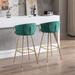30 Inch Modern Design Velvet Fabric Bar Stools with Chrome Footrest & Golden Base Simple High Bar Stool for Kitchen , Set of 2