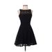 BB Dakota Casual Dress - Party Crew Neck Sleeveless: Black Print Dresses - Women's Size 0