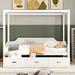 Twin Size Wooden Canopy Daybed with 3 in 1 Storage Drawers, White