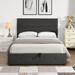 Full Size Upholstered Platform Bed with Underneath Storage, Button-Tufted Headboard & Footboard for Bedroom Guestroom, Grey