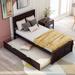 Twin Size Wooden Platform Bed with Twin Trundle & Headboard