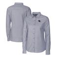 Women's Cutter & Buck Charcoal Los Angeles Rams Helmet Logo Stretch Oxford Long Sleeve Button-Up Shirt