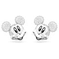 Swarovski Disney Mickey Mouse Ohrstecker, Weiße und Rhodinierte Damenohrringe mit Strahlenden Swarovski Kristallen