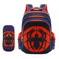 MODRYER Children's Spider Man Backpack School bags with Pencil Cases Superhero Boys Waterproof Bookbag Lightweight Rucksack for Elementary Primary Junior Students,Royal Blue A-Small