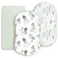 GRSSDER Stretchy Ultra Soft Fitted Bassinet Sheet Set 3 Pack, Universal Fit for Bassinets Baby Cradle Moses Basket Oval Rectangle Mattress,