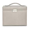 WOLF Heritage Large Jewelry Box, Faux Leather, Pewter Saffiano