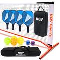 NQV Pickleball Set with Net,Pickleball Set,Pickleball Set with 4 Paddles and Net,Pickleball Net Portable Outdoor Indoor Regulation Size.4 USAPA Approved Graphite Paddles+22ft Net+4 Pickleballs+2 Bags