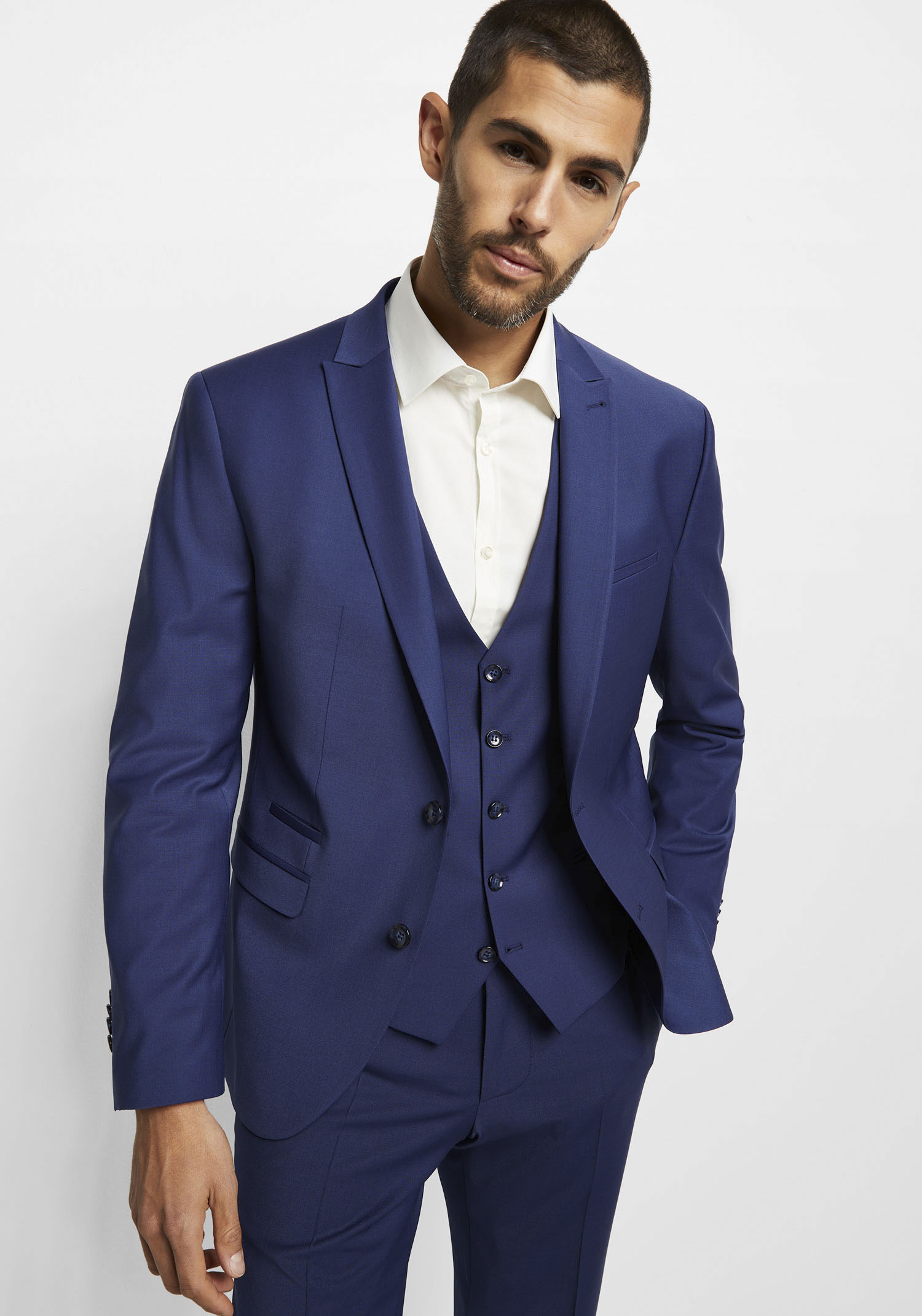 Baukastensakko CINQUE "CICASTELLO", Herren, Gr. 56, blau, Obermaterial: 53% Polyester, 43% Schurwolle, 4% Elasthan, unifarben, schmal, Sakkos, Topseller Image