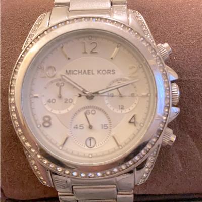 Michael Kors Jewelry | Authentic Michael Kors Silver Watch- Original Box, Watch Case, And Care Booklet. | Color: Silver | Size: Os