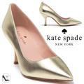Kate Spade Shoes | Kate Spade Sonia Gold Leather Pointed Toe Pumps Stiletto Heels Dress Shoes 8.5 | Color: Gold | Size: 8.5