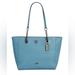 Coach Bags | Coach Turnlock Chain Tote 27 In Polished Pebble Leather In Sage New | Color: Blue/Silver | Size: Os