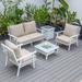 LeisureMod Walbrooke Modern White Patio Conversation With Square Fire Pit With Slats Design & Tank Holder - Leisuremod WWS-27-20-57-31-BG